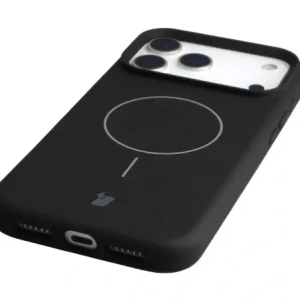 Silikonowe etui z pierścieniem magnetycznym Bizon Soft Case Magnetic do Apple iPhone 17 Pro Max czarne