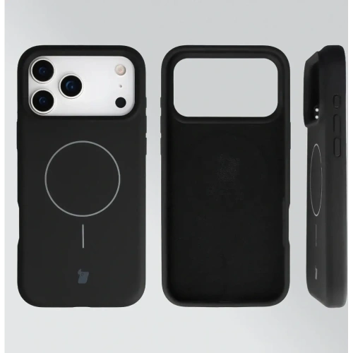 Silikonowe etui z pierścieniem magnetycznym Bizon Soft Case Magnetic do Apple iPhone 17 Pro Max czarne