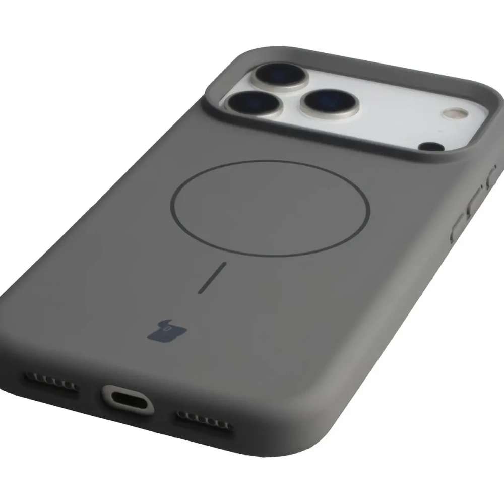 Silikonowe etui z pierścieniem magnetycznym Bizon Soft Case Magnetic do Apple iPhone 17 Pro Max grafitowe