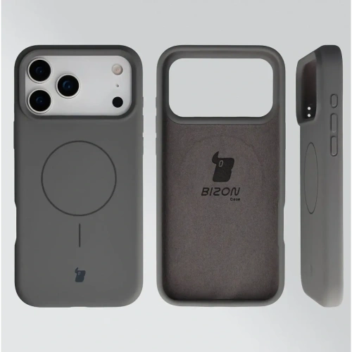 Silikonowe etui z pierścieniem magnetycznym Bizon Soft Case Magnetic do Apple iPhone 17 Pro Max grafitowe
