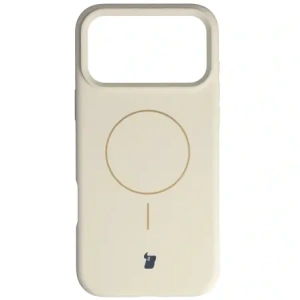 Silikonowe etui z pierścieniem magnetycznym Bizon Soft Case Magnetic do Apple iPhone 17 Pro Max écru