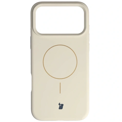 Silikonowe etui z pierścieniem magnetycznym Bizon Soft Case Magnetic do Apple iPhone 17 Pro Max écru