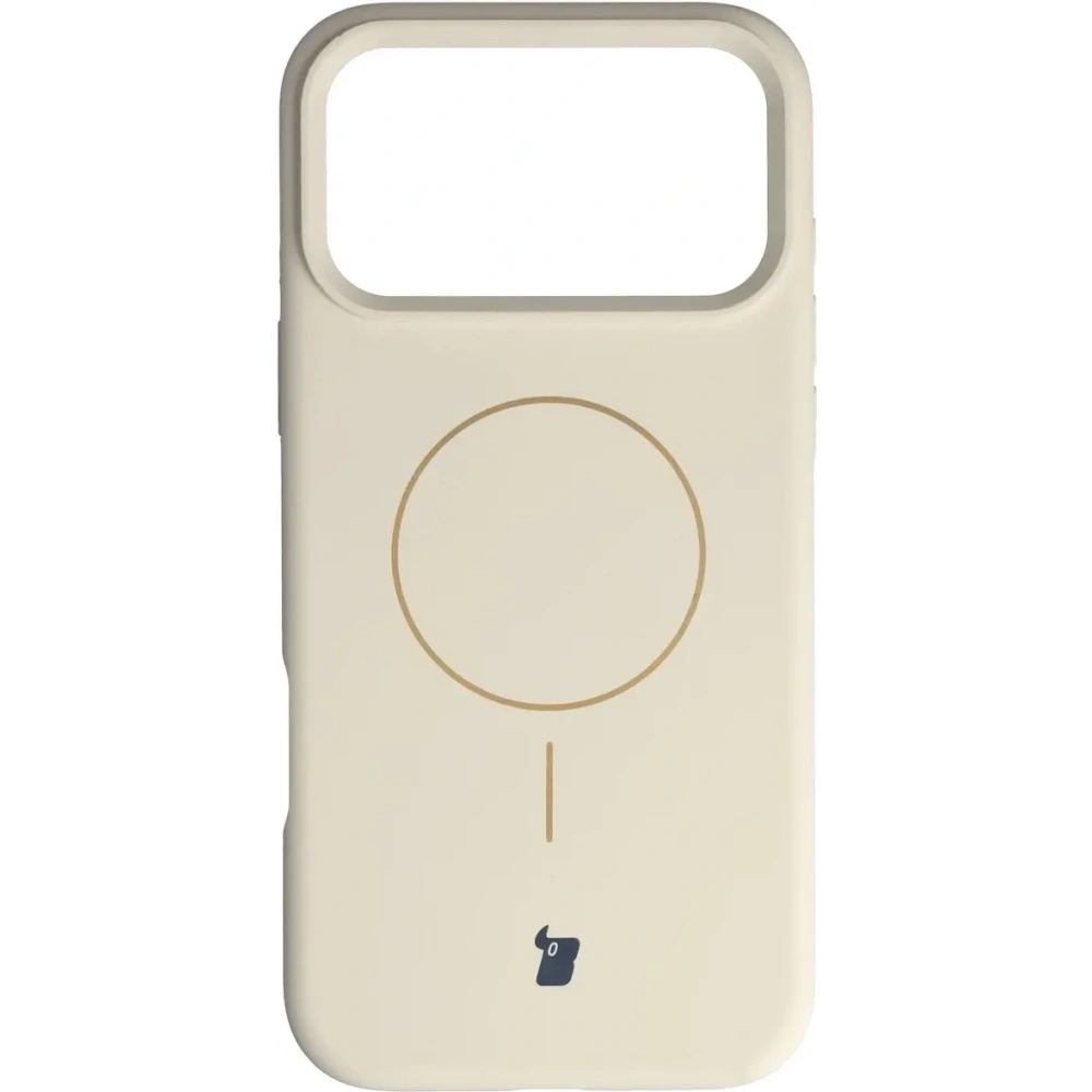 Silikonowe etui z pierścieniem magnetycznym Bizon Soft Case Magnetic do Apple iPhone 17 Pro Max écru