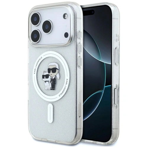 Etui Karl Lagerfeld IML Karl Choupette Glitter MagSafe do Apple iPhone 17 Pro przezroczysty