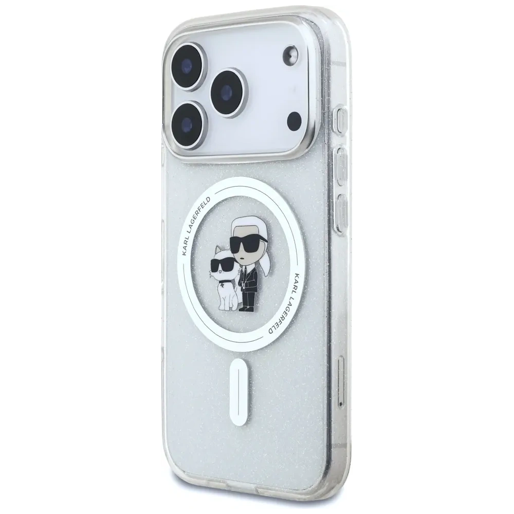Etui Karl Lagerfeld IML Karl Choupette Glitter MagSafe do Apple iPhone 17 Pro przezroczysty