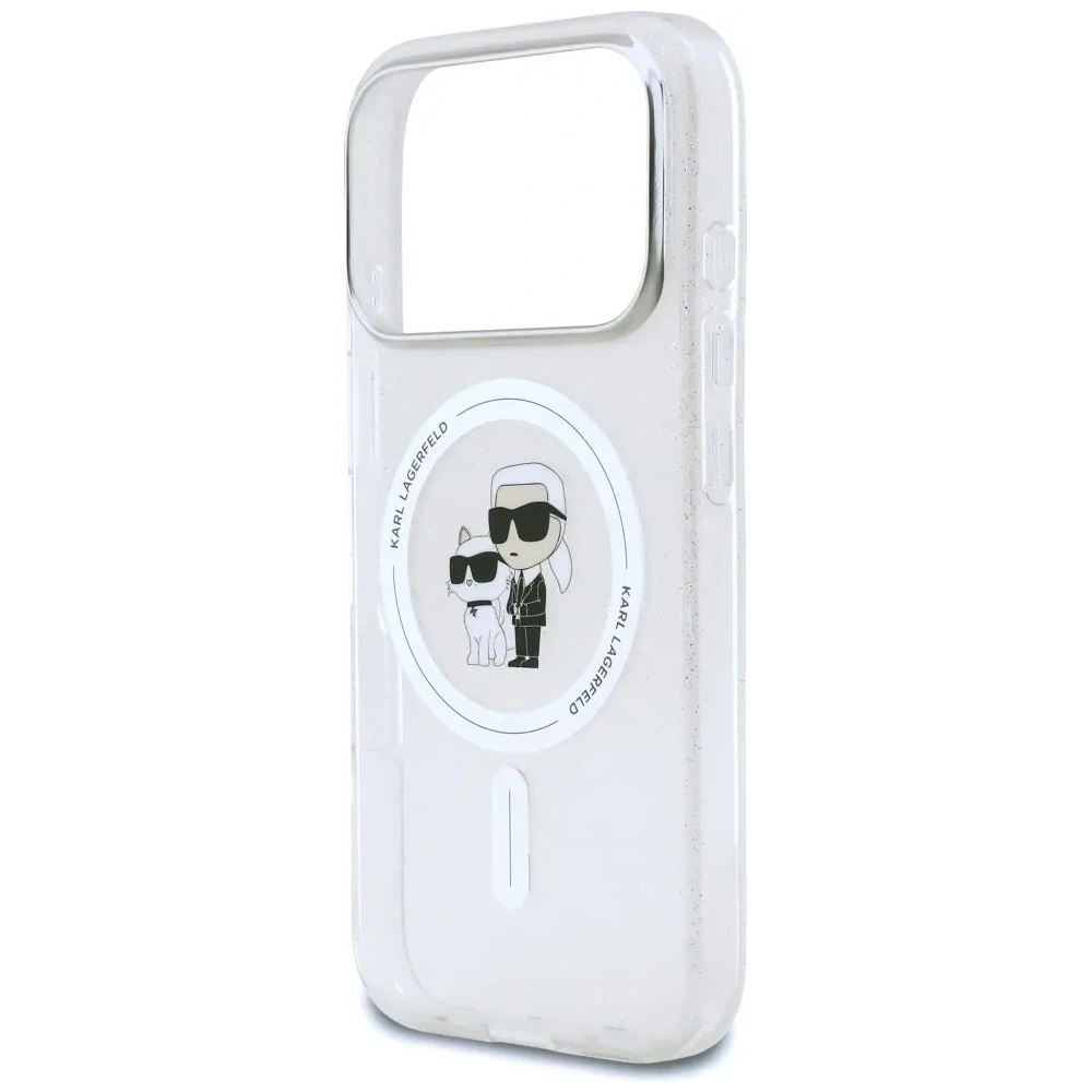Etui Karl Lagerfeld IML Karl Choupette Glitter MagSafe do Apple iPhone 17 Pro przezroczysty