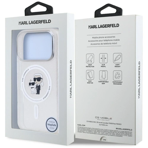Etui Karl Lagerfeld IML Karl Choupette Glitter MagSafe do Apple iPhone 17 Pro przezroczysty
