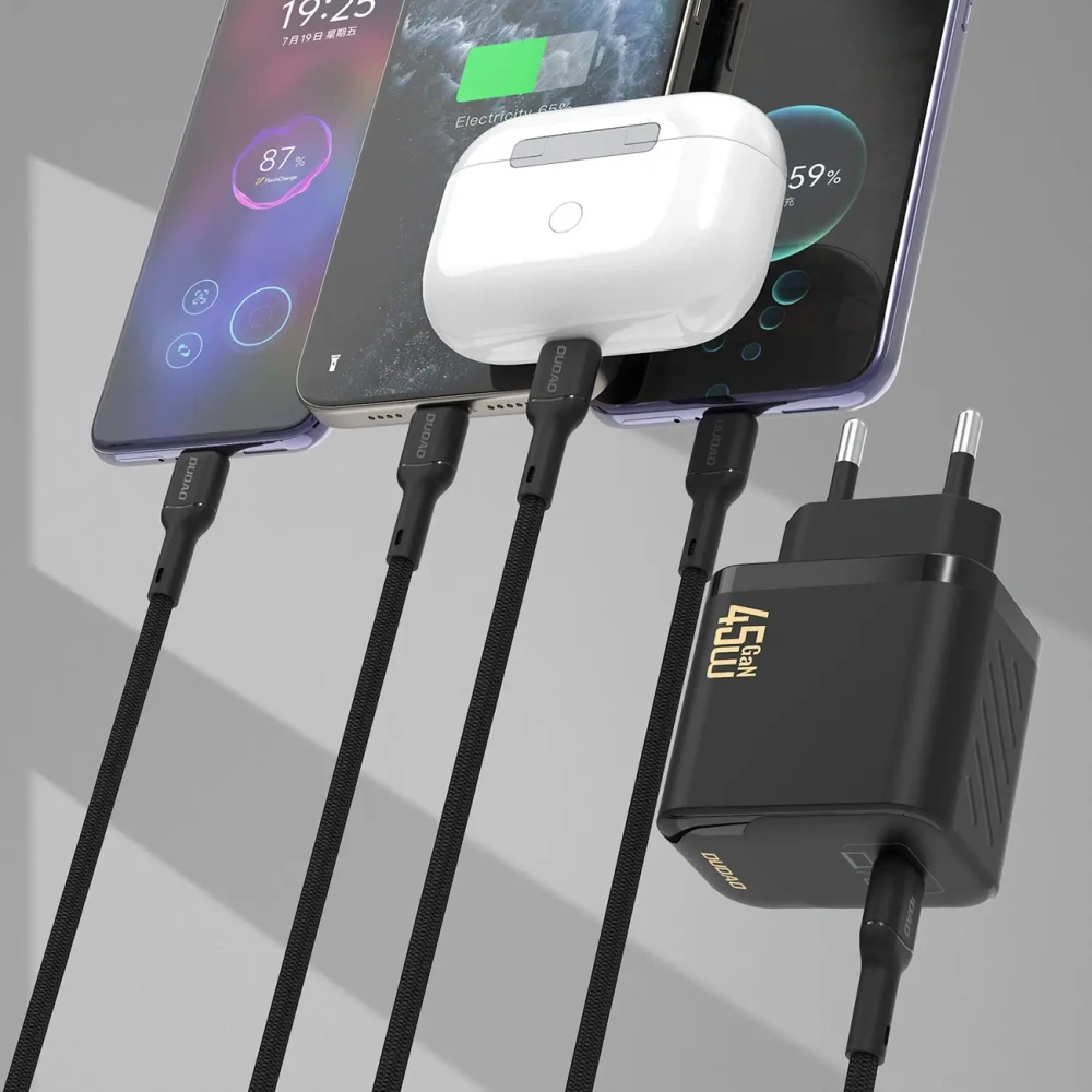 Ładowarka sieciowa Dudao A28C 45W GaN USB-C + kabel USB-C czarna