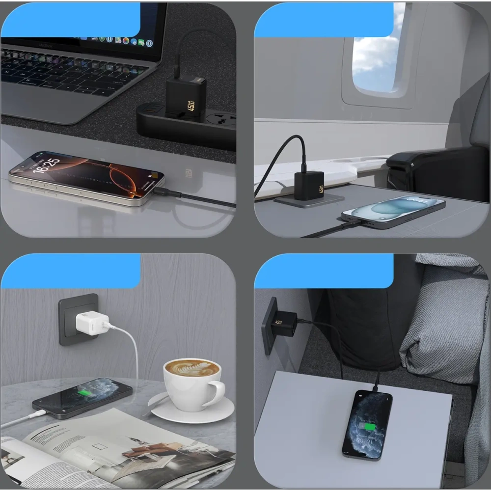 Ładowarka sieciowa Dudao A28C 45W GaN USB-C + kabel USB-C czarna