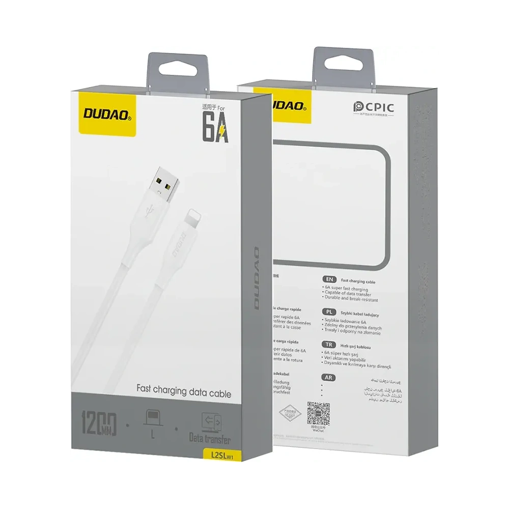 Kabel Dudao L2sL USB-A / Lightning 6A 1.2m biały