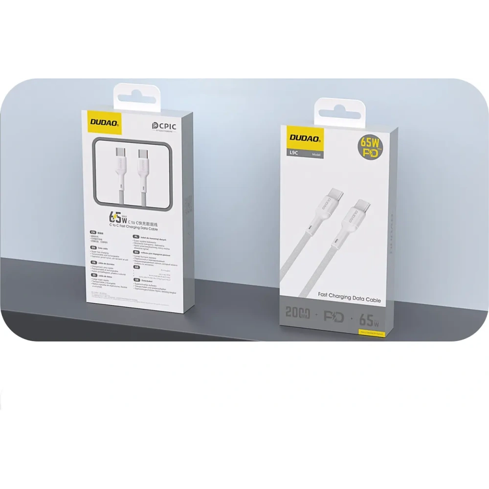 Kabel Dudao L9C 65W USB-C / USB-C 1m biały