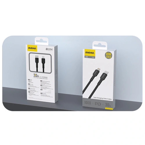 Kabel Dudao L9X 30W USB-C / Lightning 1m czarny