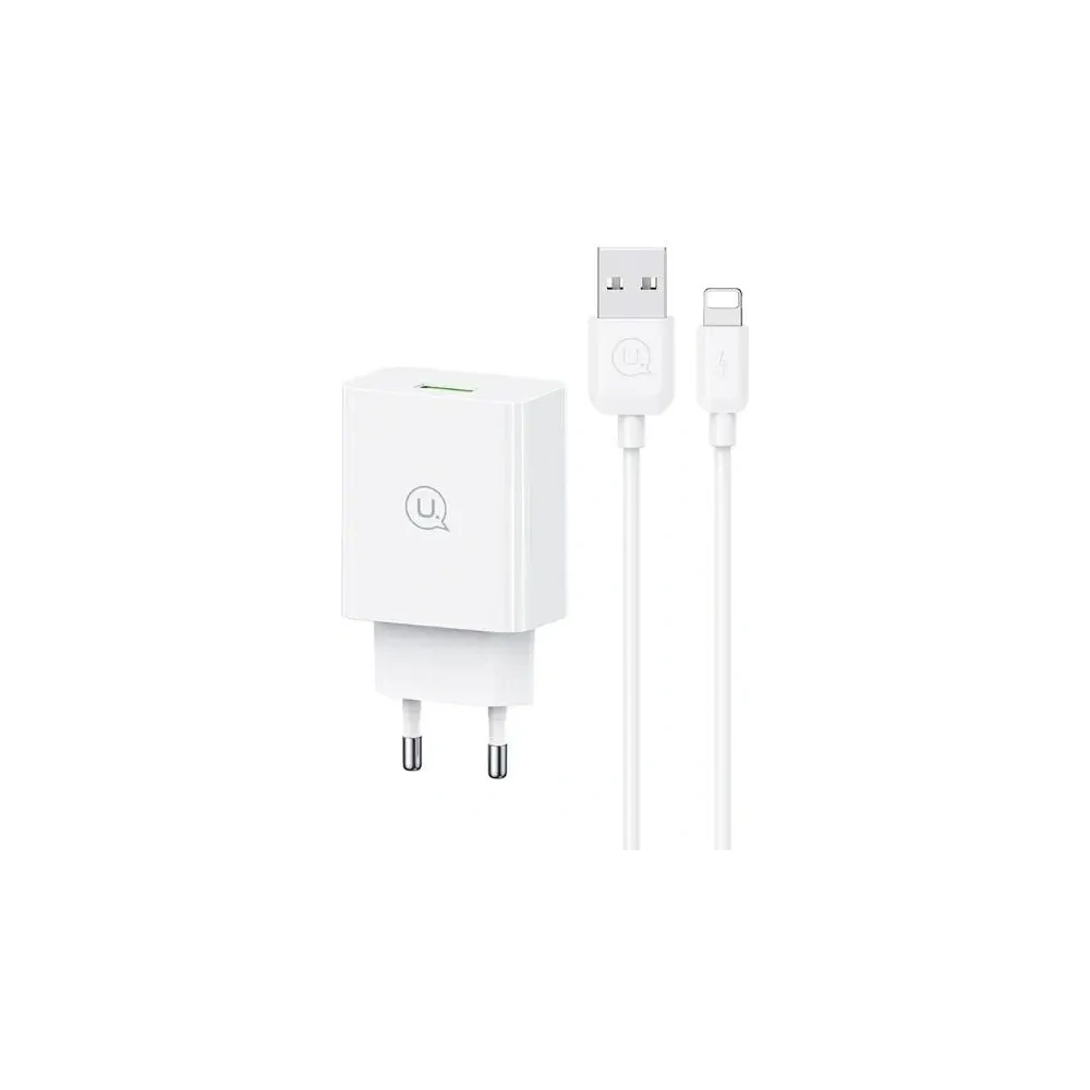 Ładowarka sieciowa USAMS 18W USB-A + kabel USB-A / Lightning Fast Charging biały