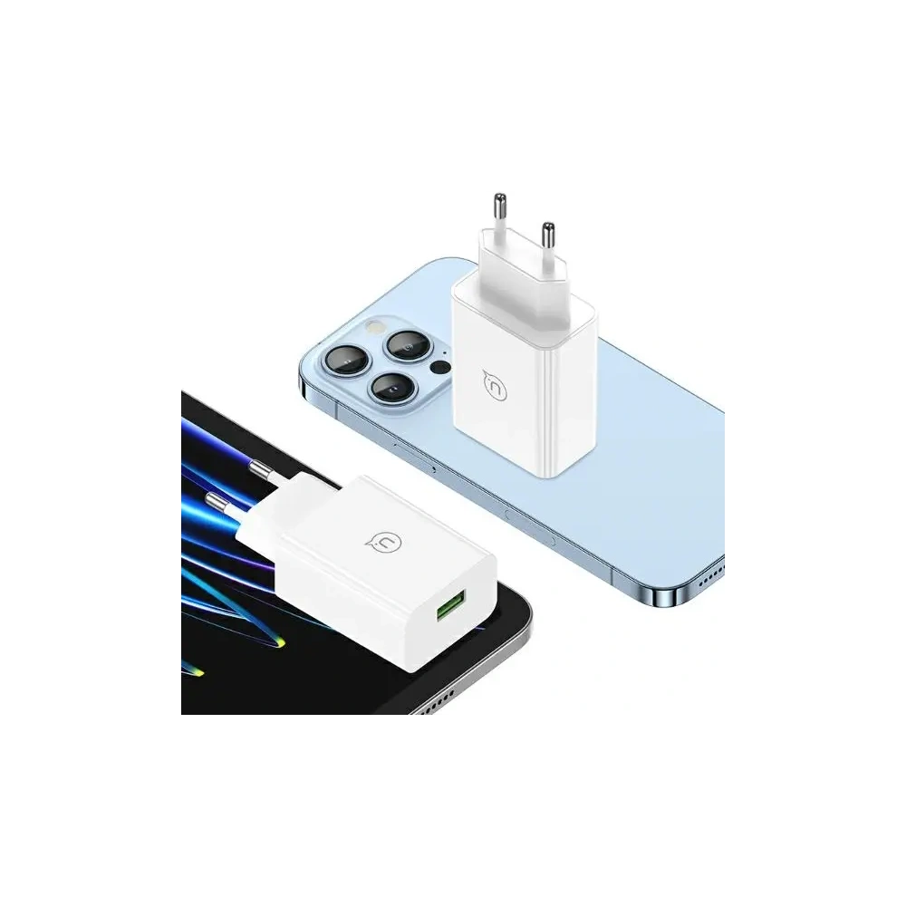 Ładowarka sieciowa USAMS 18W USB-A + kabel USB-A / Lightning Fast Charging biały