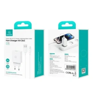 Ładowarka sieciowa USAMS 18W USB-A + kabel USB-A / Lightning Fast Charging biały