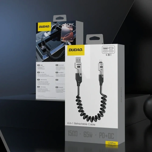 Kabel Dudao L20 Pro 4w1 USB-A, USB-C / Lightning, USB-C czarny