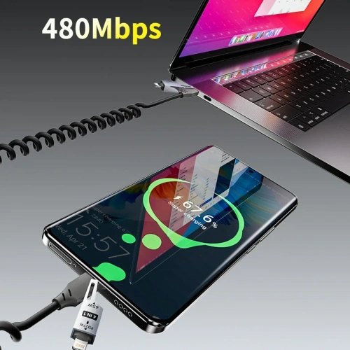 Kabel Dudao L20 Pro 4w1 USB-A, USB-C / Lightning, USB-C czarny