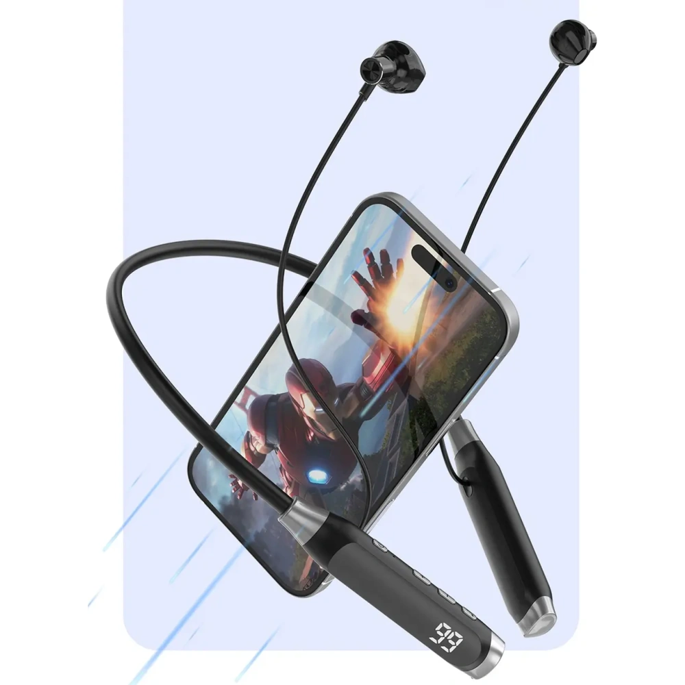 Bezprzewodowe słuchawki dokanałowe Dudao U5 Max Bluetooth 5.0 z pałąkiem na szyję czarne