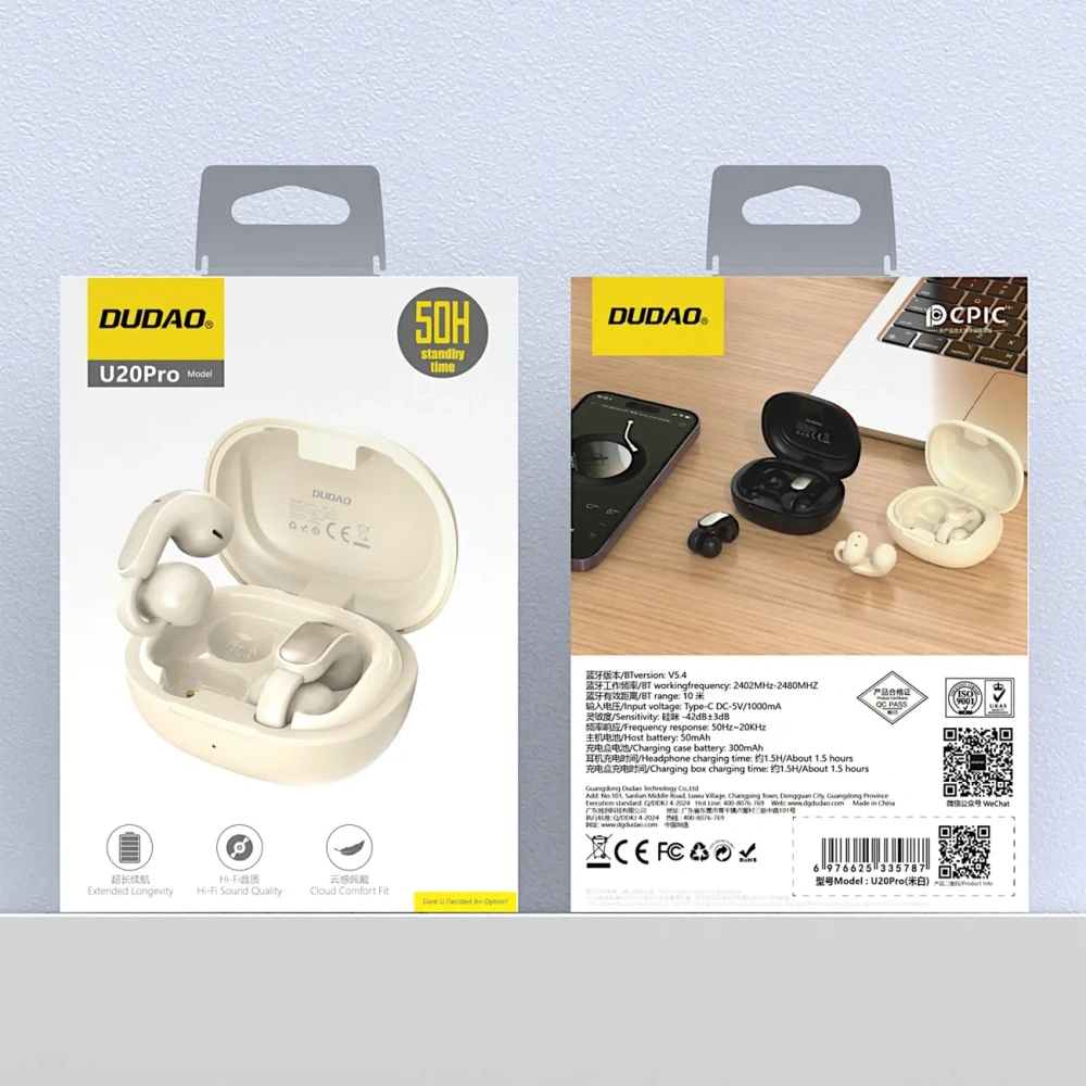 Słuchawki bezprzewodowe Open Ear Dudao U20 Pro TWS Bluetooth 5.4 białe
