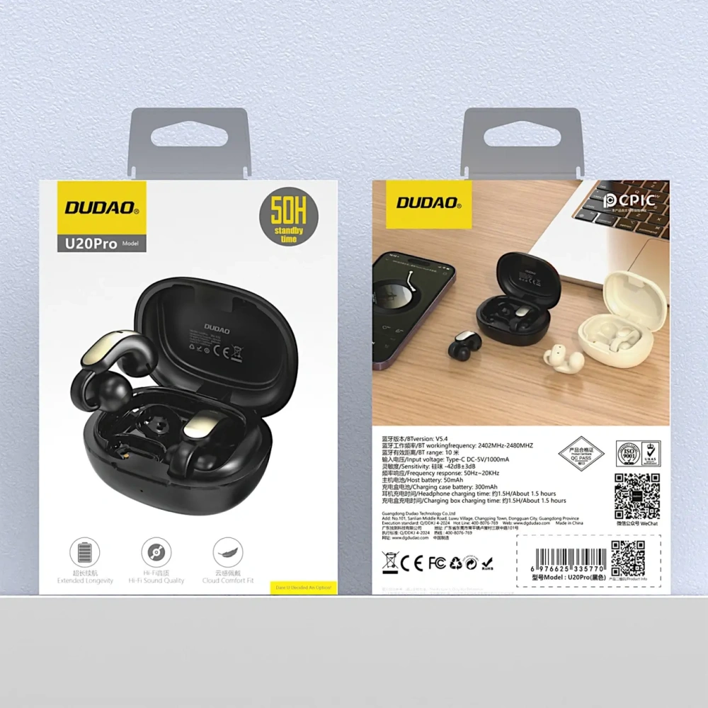 Słuchawki bezprzewodowe Open Ear Dudao U20 Pro TWS Bluetooth 5.4 czarne