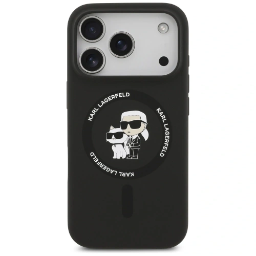Etui Karl Lagerfeld Silicone Karl&Choupette Ring MagSafe do Apple iPhone 17 Pro czarny