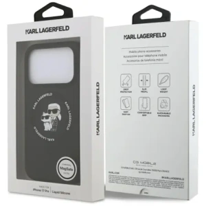 Etui Karl Lagerfeld Silicone Karl&Choupette Ring MagSafe do Apple iPhone 17 Pro czarny