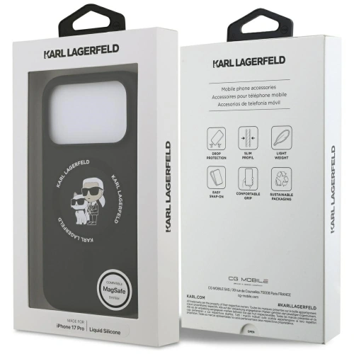 Etui Karl Lagerfeld Silicone Karl&Choupette Ring MagSafe do Apple iPhone 17 Pro czarny