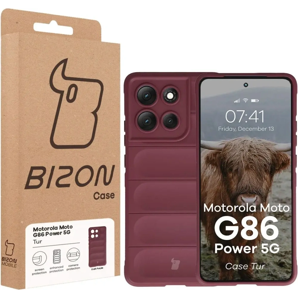 Pancerne etui Bizon Case Tur do Motorola Moto G86 Power 5G burgundowe