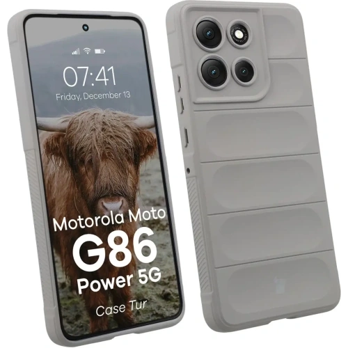 Pancerne etui Bizon Case Tur do Motorola Moto G86 Power 5G jasnoszare