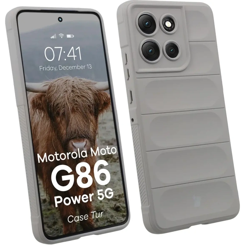 Pancerne etui Bizon Case Tur do Motorola Moto G86 Power 5G jasnoszare