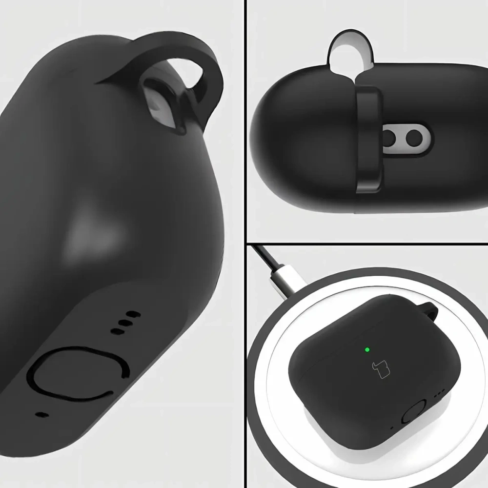 Silikonowe etui z karabińczykiem Bizon Case Headphone Silicone do AirPods Pro 3 czarne