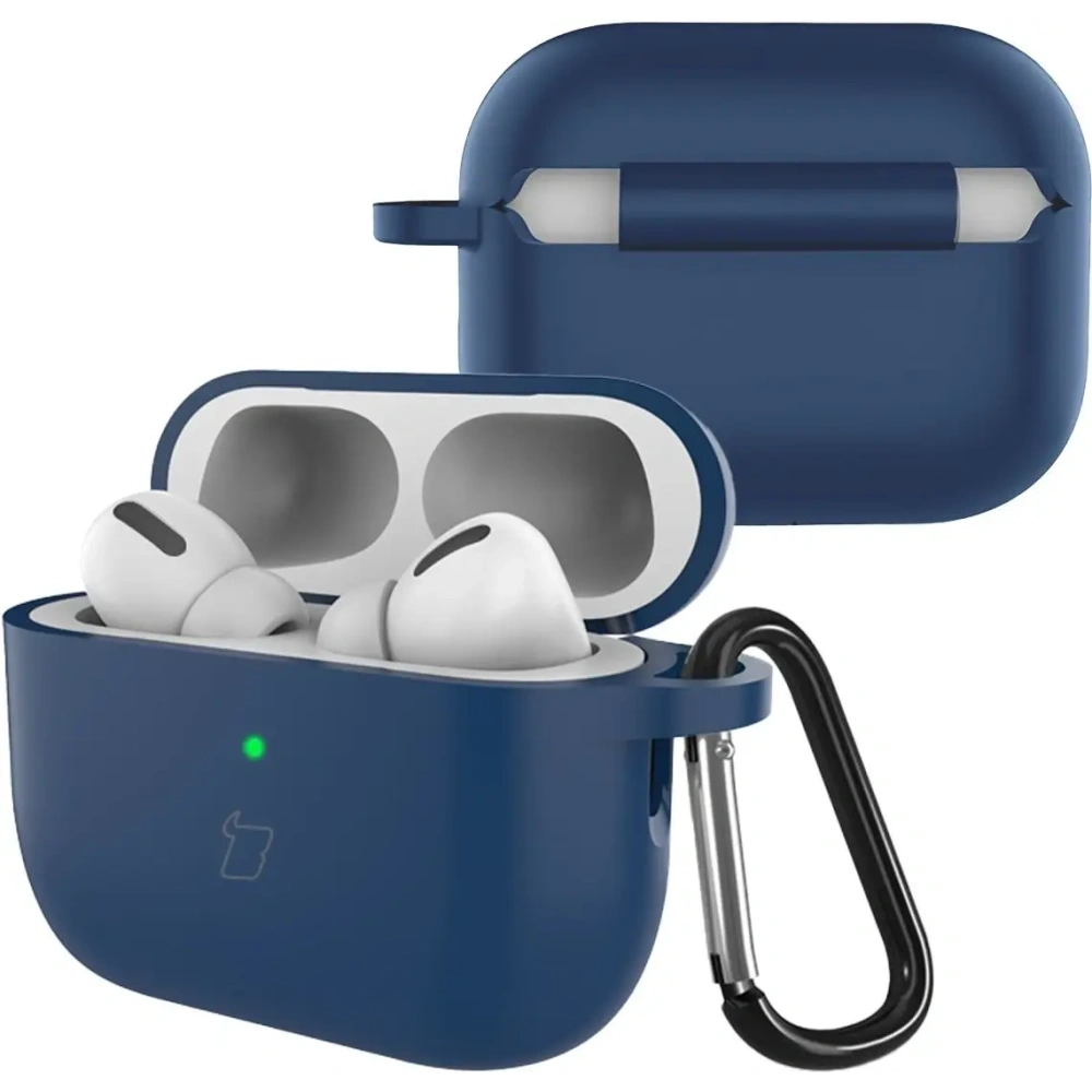 Silikonowe etui z karabińczykiem Bizon Case Headphone Silicone do AirPods Pro 3 granatowe
