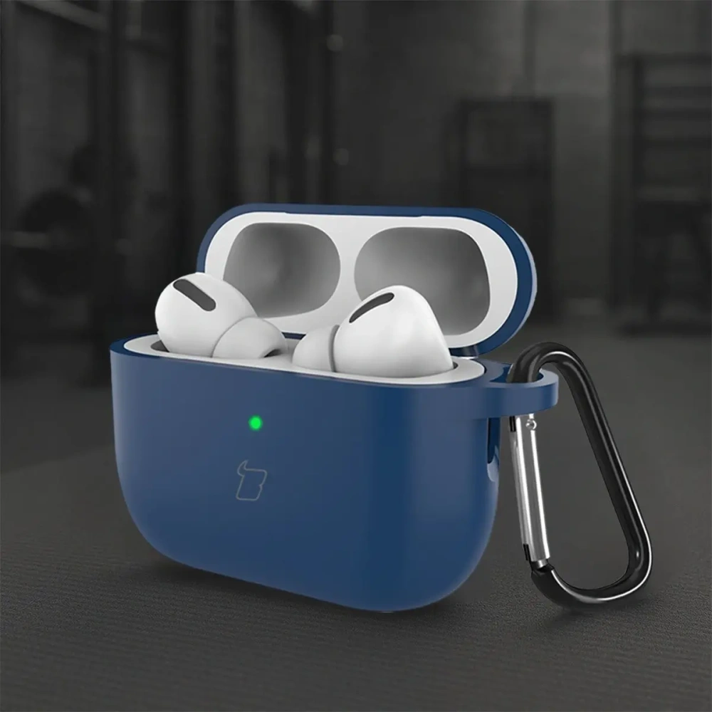 Silikonowe etui z karabińczykiem Bizon Case Headphone Silicone do AirPods Pro 3 granatowe