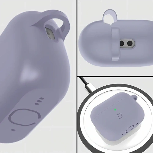 Silikonowe etui z karabińczykiem Bizon Case Headphone Silicone do AirPods Pro 3 szare