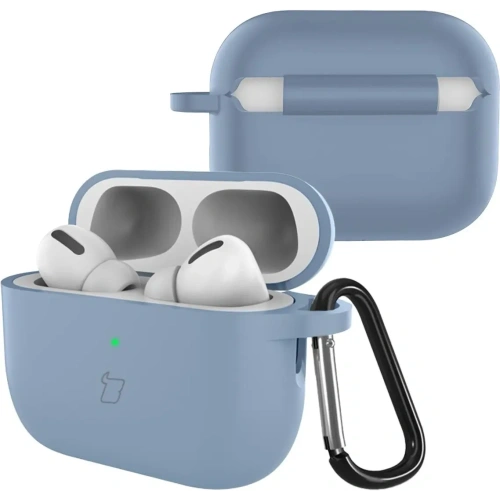 Silikonowe etui z karabińczykiem Bizon Case Headphone Silicone do AirPods Pro 3 szarobłękitne