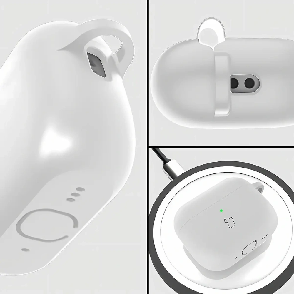 Silikonowe etui z karabińczykiem Bizon Case Headphone Silicone do AirPods Pro 3 białe