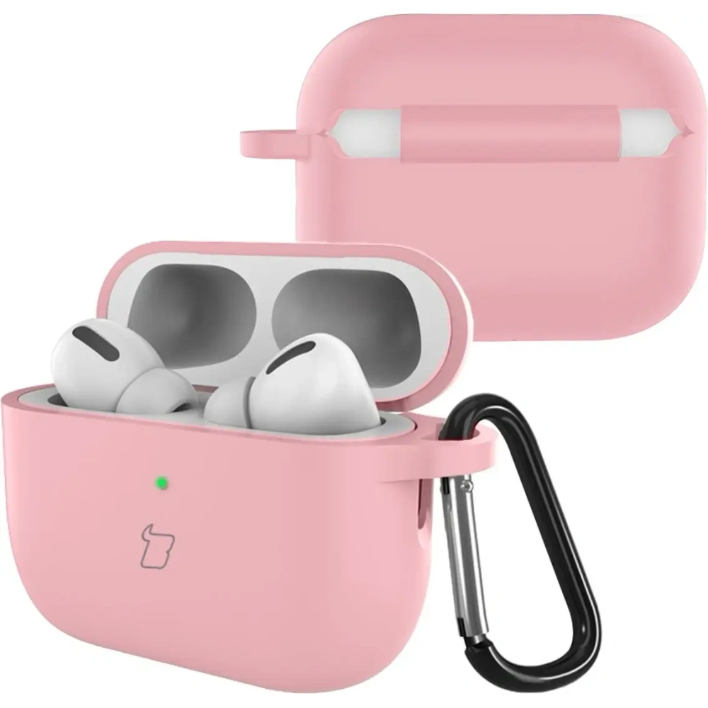 Silikonowe etui z karabińczykiem Bizon Case Headphone Silicone do AirPods Pro 3 różowe