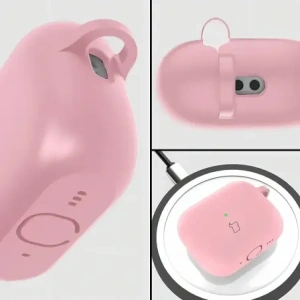 Silikonowe etui z karabińczykiem Bizon Case Headphone Silicone do AirPods Pro 3 różowe