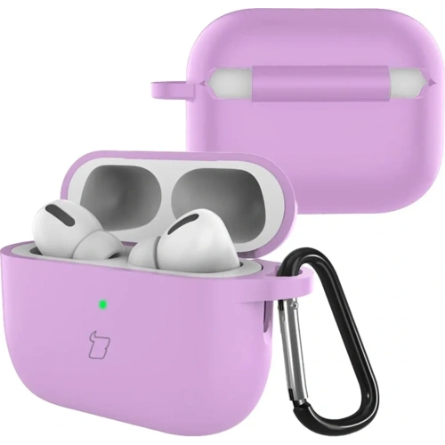 Silikonowe etui z karabińczykiem Bizon Case Headphone Silicone do AirPods Pro 3 jasnofioletowe