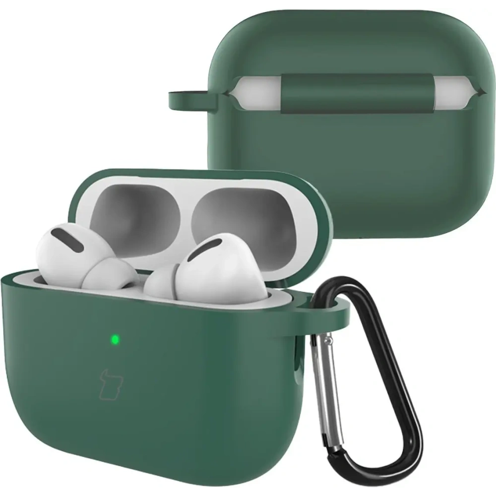 Silikonowe etui z karabińczykiem Bizon Case Headphone Silicone do AirPods Pro 3 ciemnozielone
