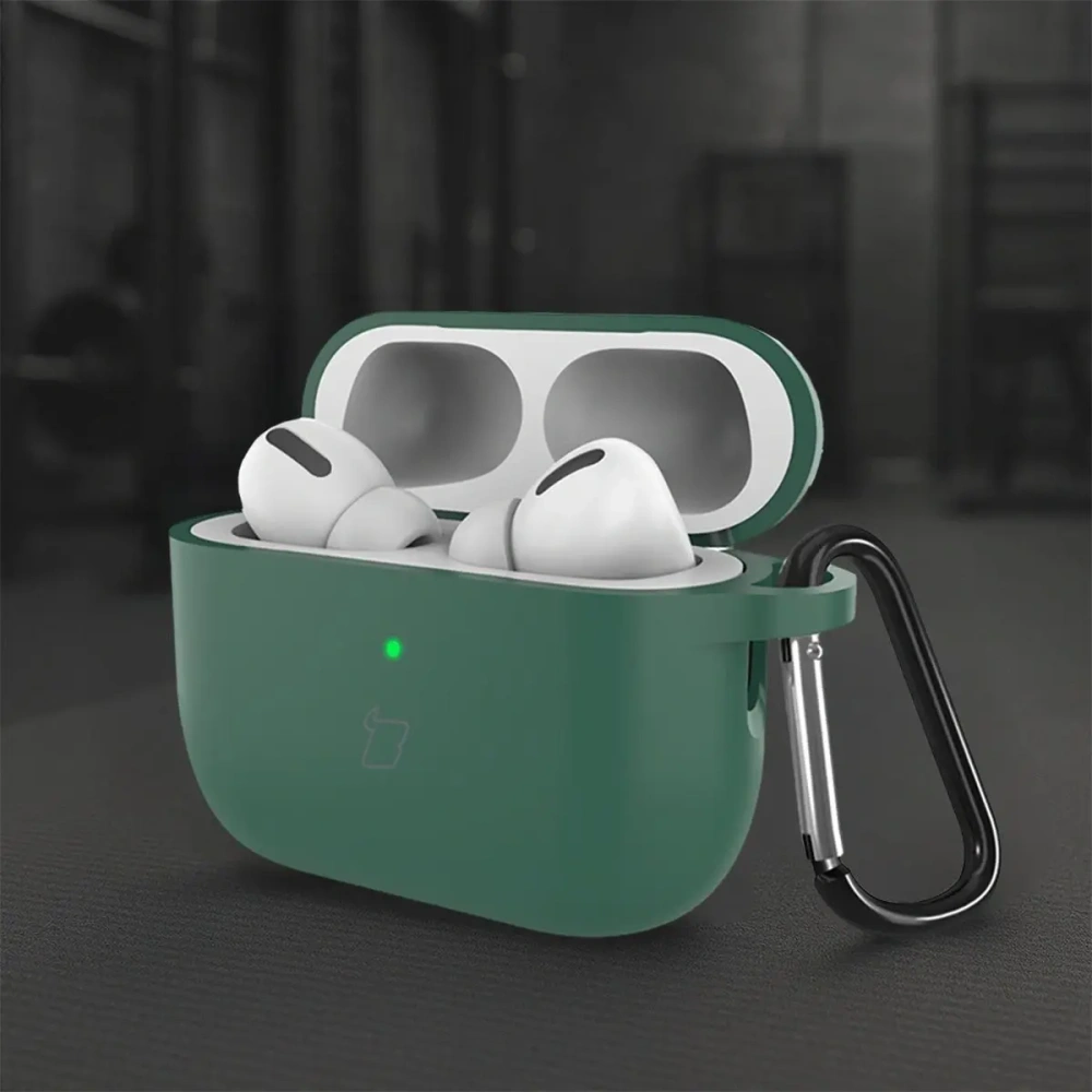 Silikonowe etui z karabińczykiem Bizon Case Headphone Silicone do AirPods Pro 3 ciemnozielone