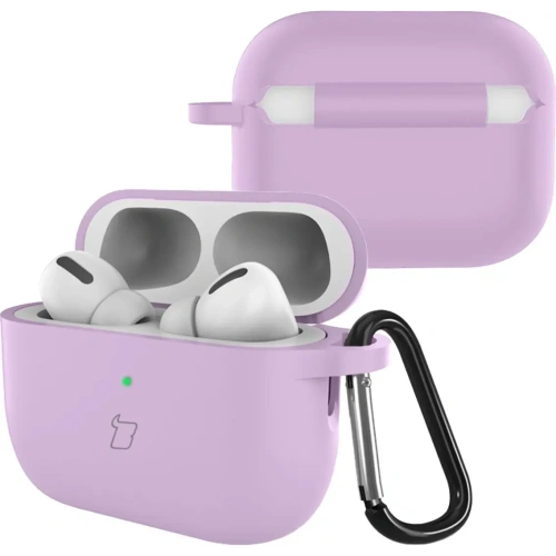 Silikonowe etui z karabińczykiem Bizon Case Headphone Silicone do AirPods Pro 3 liliowe