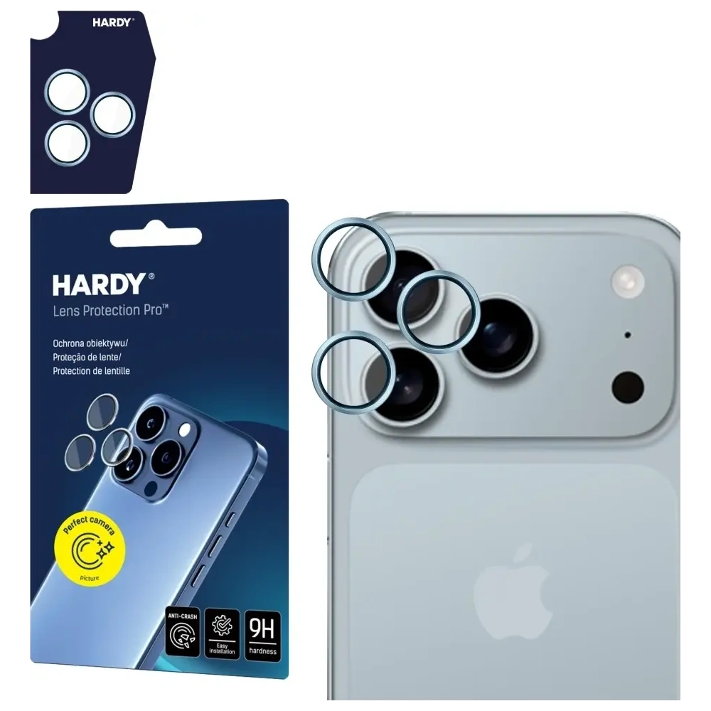 Ochrona na obiektyw aparatu 3MK HARDY Lens Protection Pro do Apple iPhone 17 Pro / 17 Pro Max niebieski