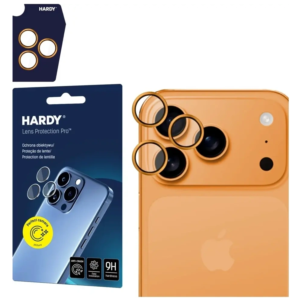 Ochrona na obiektyw aparatu 3MK HARDY Lens Protection Pro do Apple iPhone 17 Pro / 17 Pro Max pomarańczowy