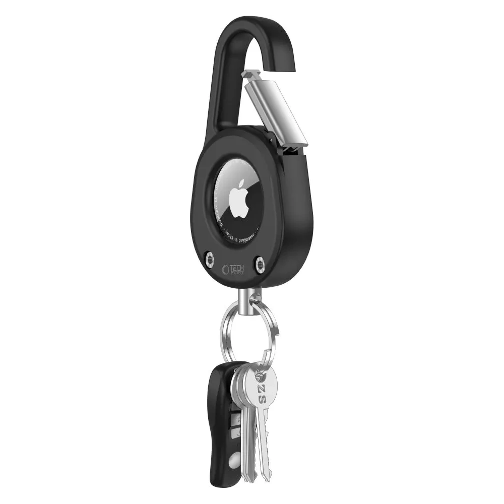 Etui Tech-Protect Slidelock Carabiner Keychain do Apple AirTag 1 / 2 Black