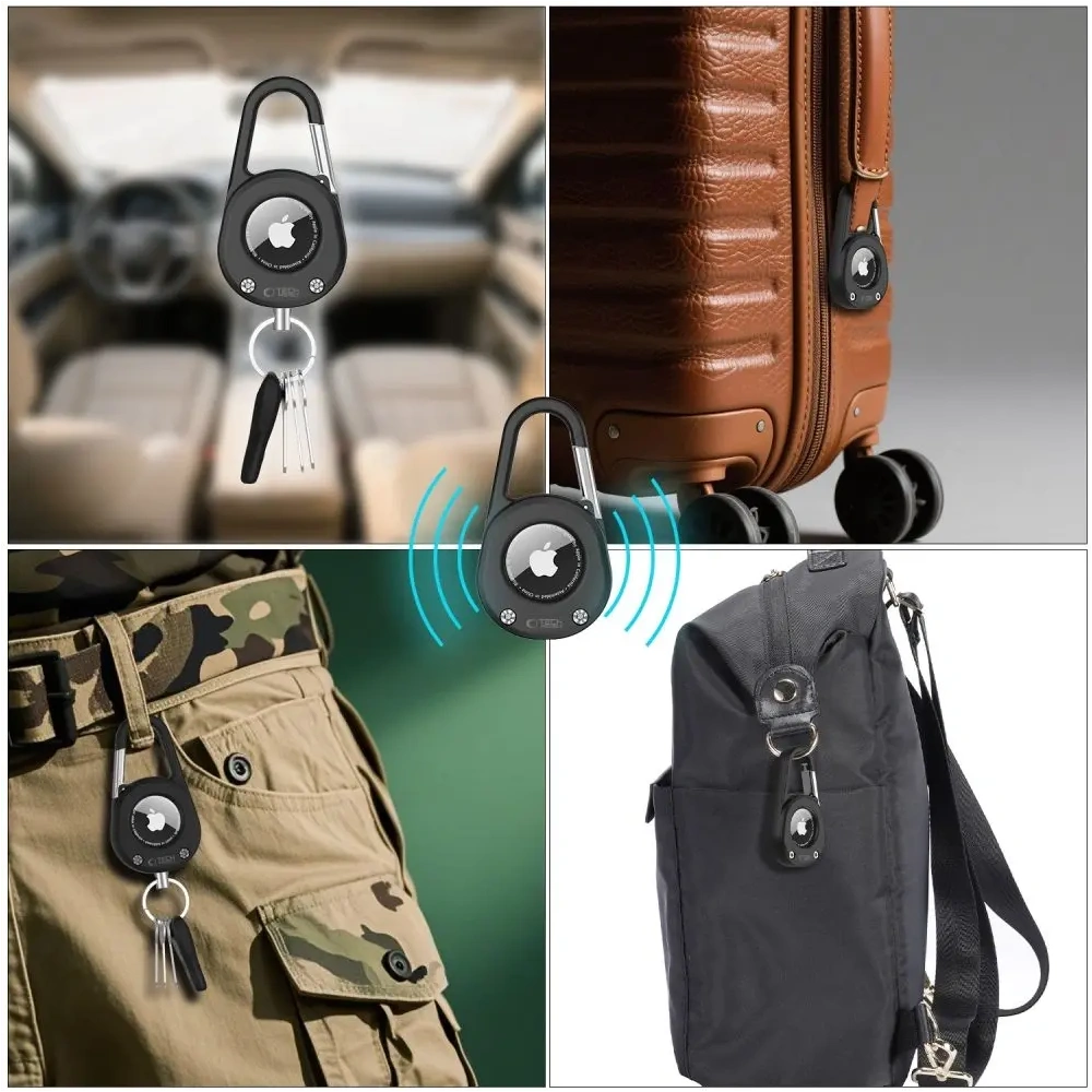 Etui Tech-Protect Slidelock Carabiner Keychain do Apple AirTag 1 / 2 Black