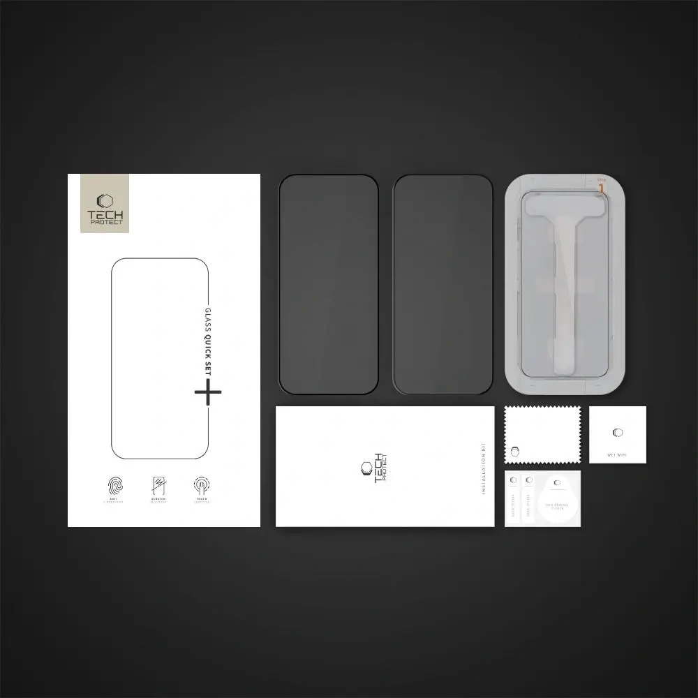 [CR] Szkło hartowane Tech-Protect Quick Set+ Apple iPhone 16 Pro Black