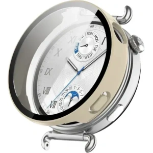 Etui ze szkłem do zegarka Bizon Case+Glass Watch do Huawei Watch GT6 41mm beżowe
