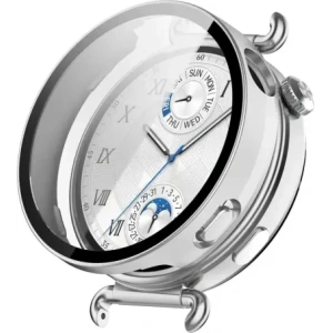 Etui ze szkłem do zegarka Bizon Case+Glass Watch do Huawei Watch GT6 41mm satynowo srebrne