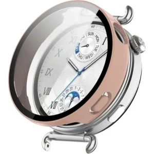 Etui ze szkłem do zegarka Bizon Case+Glass Watch do Huawei Watch GT6 41mm różowe